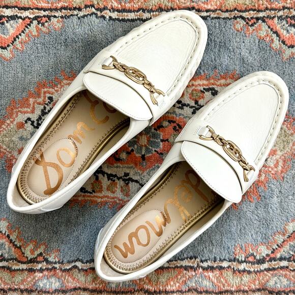 Sam Edelman Lucca Modern Ivory Horse-Bit Leather Loafers Size 8 - Picture 1 of 10